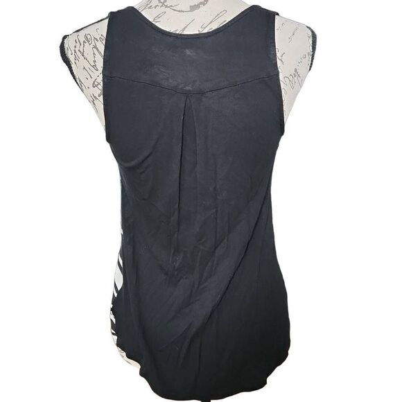 Express Ladies Size Small Black White Striped Zip Up Sleeveless Tank - Picture 6 of 8